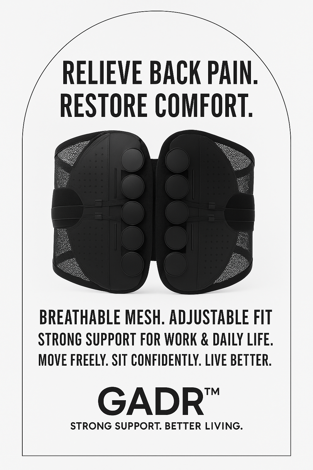 GADR Lumbar Support Belt – Adjustable Mesh Compression